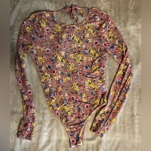 Floral Long Sleeve Bodysuit - Pink